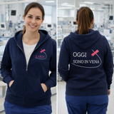 FELPA RICAMATA "oggi sono in vena"   UOMO / DONNA FULL ZIP -