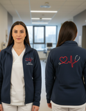 FELPA RICAMATA "HEART"   UOMO / DONNA FULL ZIP - oss infermieri medici