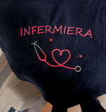 FELPA RICAMATA "INFERMIERA new"   DONNA FULL ZIP - oss infermieri medici