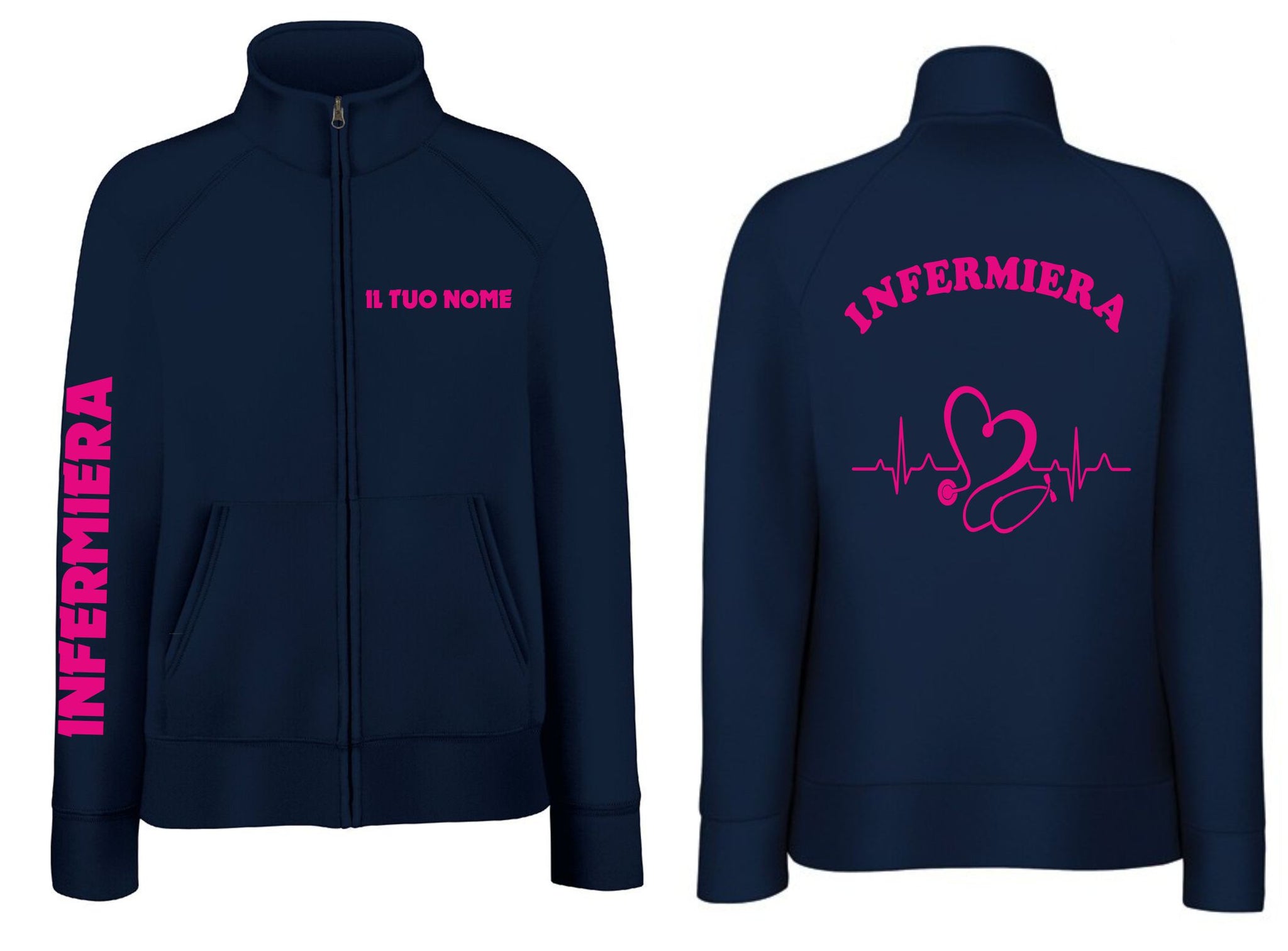 Felpa Personalizzata OSS Operatore Socio Sanitario - Blu Scuro, Zip Unisex - Foto 9