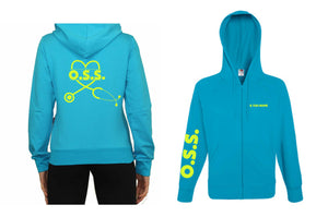 FELPA DONNA  ZIP E CAPPUCCIO TURCHESE O.S.S. - NEW OSS