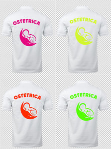 POLO MANICA CORTA BIANCA OSTETRICA PERSONALIZZATA  100 % COTONE
